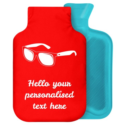 - 2 Litre Generic from Stock Available Colours (Sunglasses Icon) - Red Soft Velvet Polyester Fabric Removable Cover (Personalised with Text)