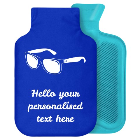 - 2 Litre Generic from Stock Available Colours (Sunglasses Icon) - Royal Blue Soft Velvet Polyester Fabric Removable Cover (Personalised with Text)