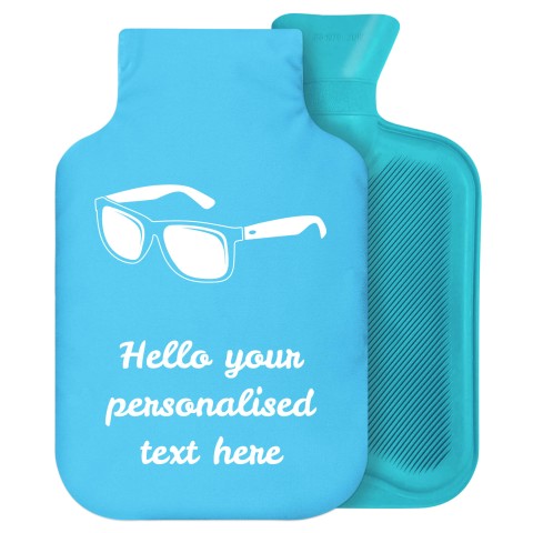 - 2 Litre Generic from Stock Available Colours (Sunglasses Icon) - Sky Blue Soft Velvet Polyester Fabric Removable Cover (Personalised with Text)