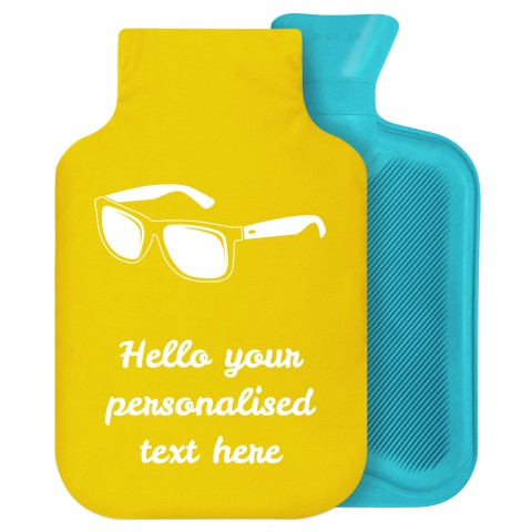 - 2 Litre Generic from Stock Available Colours (Sunglasses Icon) - Yellow Soft Velvet Polyester Fabric Removable Cover (Personalised with Text)
