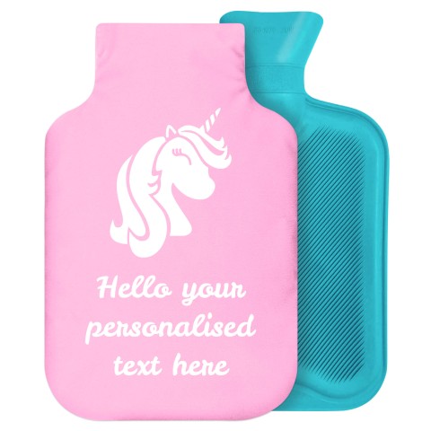 - 2 Litre Generic from Stock Available Colours (Unicorn Icon) - Baby Pink Soft Velvet Polyester Fabric Removable Cover (Personalised with Text)