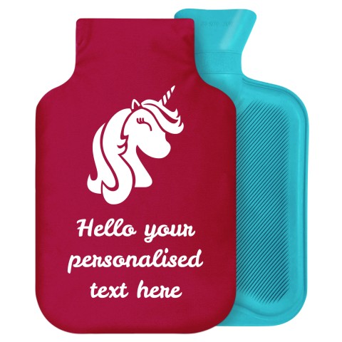 - 2 Litre Generic from Stock Available Colours (Unicorn Icon) Burgundy Soft Velvet Polyester Fabric Removable Cover (Personalised with Text)