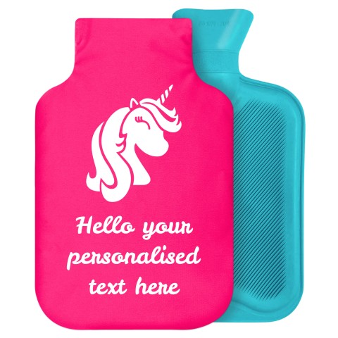 - 2 Litre Generic from Stock Available Colours (Unicorn Icon) - Fuchsia Pink Soft Velvet Polyester Fabric Removable Cover (Personalised with Text)