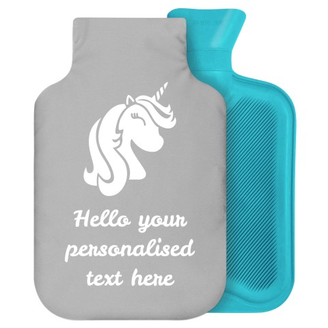 - 2 Litre Generic from Stock Available Colours (Unicorn Icon) (Grey) Soft Velvet Polyester Fabric Removable Cover (Personalised with Text)