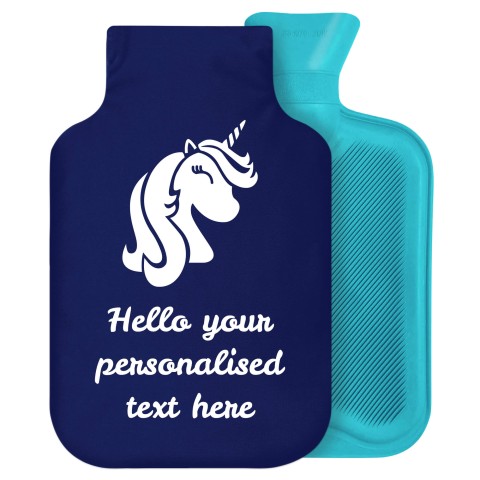 - 2 Litre Generic from Stock Available Colours (Unicorn Icon) Navy Blue Soft Velvet Polyester Fabric Removable Cover (Personalised with Text)