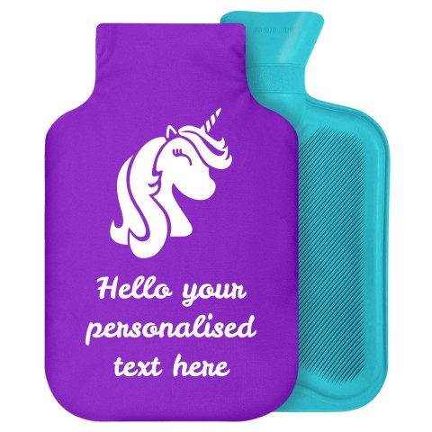 - 2 Litre Generic from Stock Available Colours (Unicorn Icon) - Purple Soft Velvet Polyester Fabric Removable Cover (Personalised with Text)