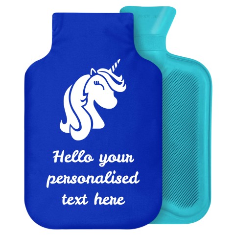 - 2 Litre Generic from Stock Available Colours (Unicorn Icon) - Royal Blue Soft Velvet Polyester Fabric Removable Cover (Personalised with Text)
