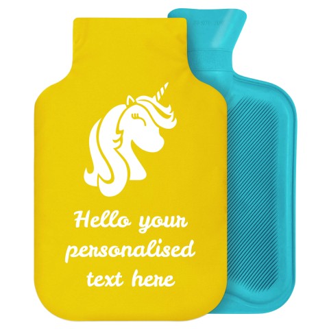 - 2 Litre Generic from Stock Available Colours (Unicorn Icon) - Yellow Soft Velvet Polyester Fabric Removable Cover (Personalised with Text)