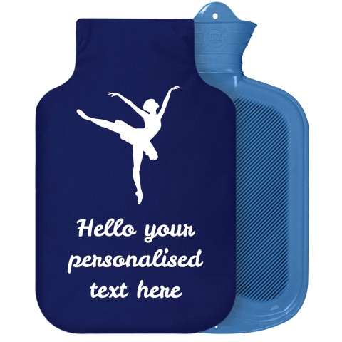 - 2 Litre Sanger Brand (Ballet Icon) Navy Blue Soft Velvet Polyester Fabric Removable Cover (Personalised with Text)