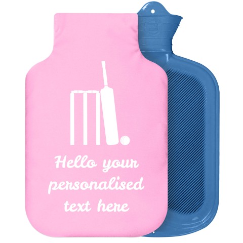 - 2 Litre Sanger Brand (Cricket Icon) - Baby Pink Soft Velvet Polyester Fabric Removable Cover (Personalised with Text)