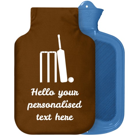 - 2 Litre Sanger Brand (Cricket Icon) Brown Soft Velvet Polyester Fabric Removable Cover (Personalised with Text)