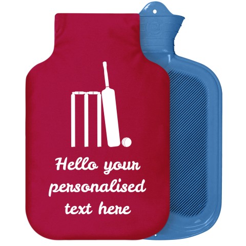 - 2 Litre Sanger Brand (Cricket Icon) Burgundy Soft Velvet Polyester Fabric Removable Cover (Personalised with Text)