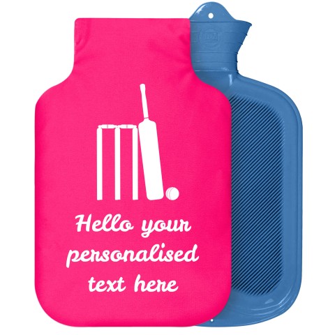 - 2 Litre Sanger Brand (Cricket Icon) - Fuchsia Pink Soft Velvet Polyester Fabric Removable Cover (Personalised with Text)