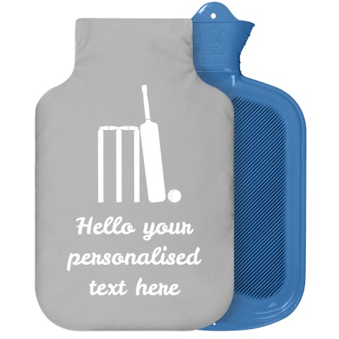 - 2 Litre Sanger Brand (Cricket Icon) (Grey) Soft Velvet Polyester Fabric Removable Cover (Personalised with Text)