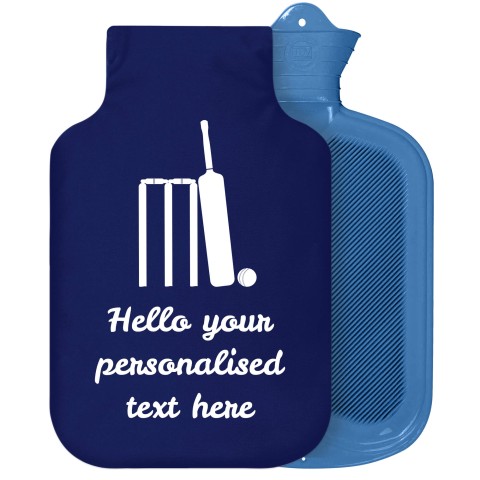 - 2 Litre Sanger Brand (Cricket Icon) Navy Blue Soft Velvet Polyester Fabric Removable Cover (Personalised with Text)