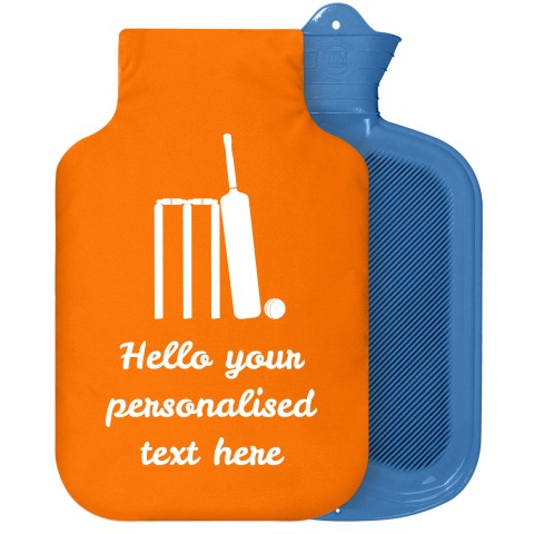 - 2 Litre Sanger Brand (Cricket Icon) - Orange Soft Velvet Polyester Fabric Removable Cover (Personalised with Text)