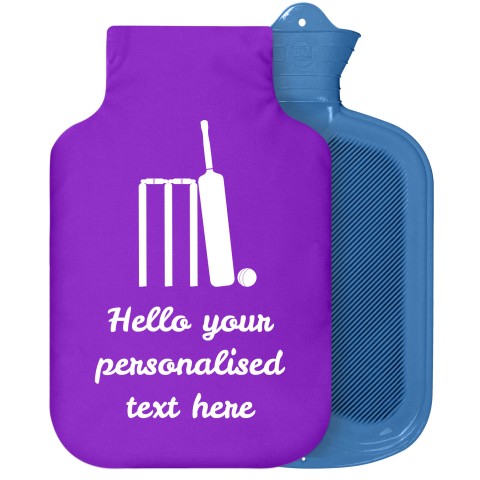 - 2 Litre Sanger Brand (Cricket Icon) - Purple Soft Velvet Polyester Fabric Removable Cover (Personalised with Text)