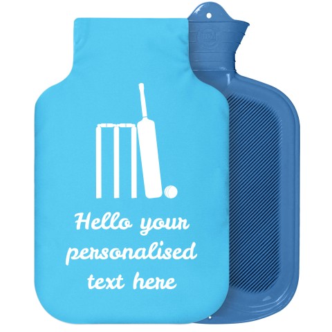 - 2 Litre Sanger Brand (Cricket Icon) - Sky Blue Soft Velvet Polyester Fabric Removable Cover (Personalised with Text)