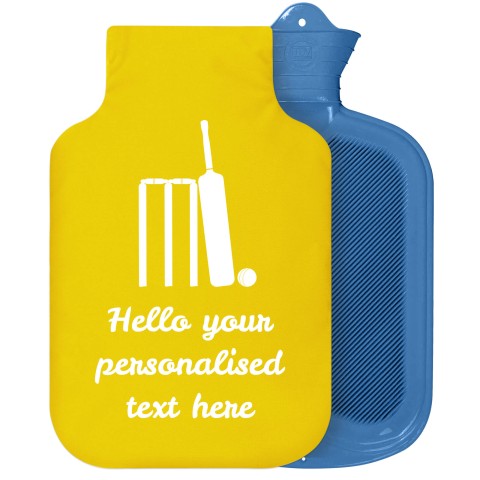 - 2 Litre Sanger Brand (Cricket Icon) - Yellow Soft Velvet Polyester Fabric Removable Cover (Personalised with Text)