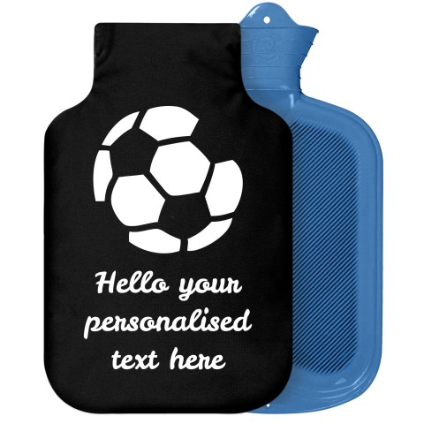 - 2 Litre Sanger Brand (Football Icon) - Black Soft Velvet Polyester Fabric Removable Cover (Personalised with Text)