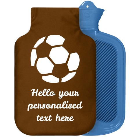 - 2 Litre Sanger Brand (Football Icon) Brown Soft Velvet Polyester Fabric Removable Cover (Personalised with Text)