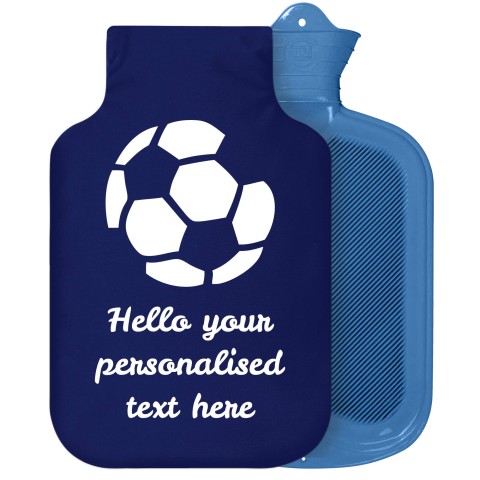 - 2 Litre Sanger Brand (Football Icon) Navy Blue Soft Velvet Polyester Fabric Removable Cover (Personalised with Text)