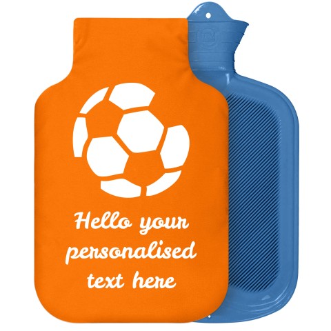 - 2 Litre Sanger Brand (Football Icon) - Orange Soft Velvet Polyester Fabric Removable Cover (Personalised with Text)