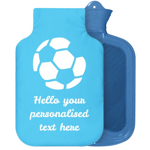 - 2 Litre Sanger Brand (Football Icon) - Sky Blue Soft Velvet Polyester Fabric Removable Cover (Personalised with Text)