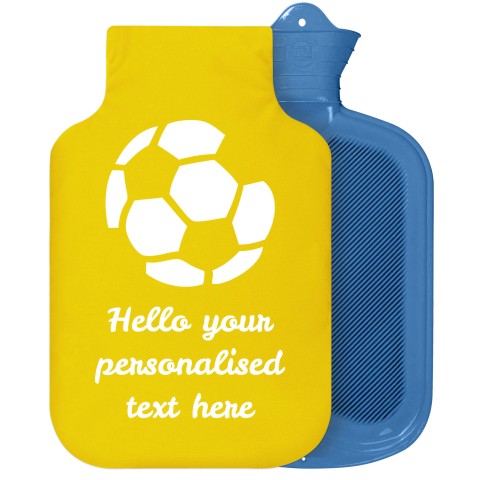 - 2 Litre Sanger Brand (Football Icon) - Yellow Soft Velvet Polyester Fabric Removable Cover (Personalised with Text)