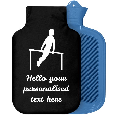 - 2 Litre Sanger Brand (Gymnastics Icon) - Black Soft Velvet Polyester Fabric Removable Cover (Personalised with Text)
