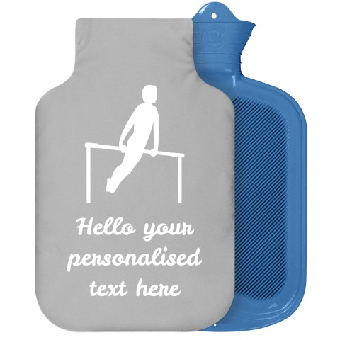 - 2 Litre Sanger Brand (Gymnastics Icon) (Grey) Soft Velvet Polyester Fabric Removable Cover (Personalised with Text)