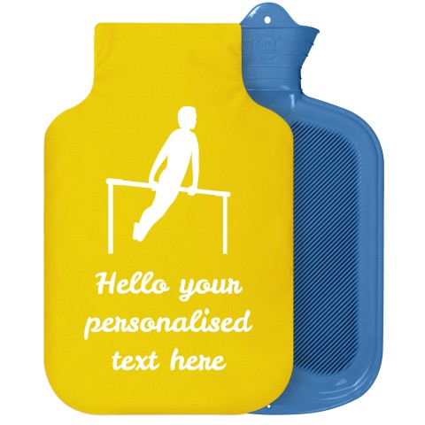 - 2 Litre Sanger Brand (Gymnastics Icon) - Yellow Soft Velvet Polyester Fabric Removable Cover (Personalised with Text)