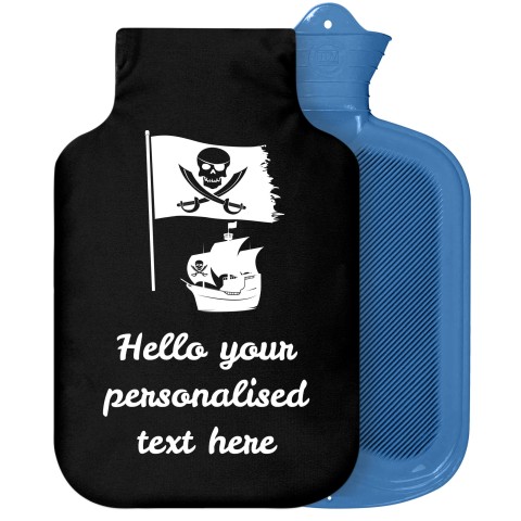 - 2 Litre Sanger Brand (Pirate Flag Icon) - Black Soft Velvet Polyester Fabric Removable Cover (Personalised with Text)