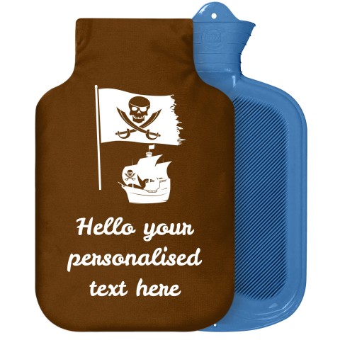 - 2 Litre Sanger Brand (Pirate Flag Icon) Brown Soft Velvet Polyester Fabric Removable Cover (Personalised with Text)