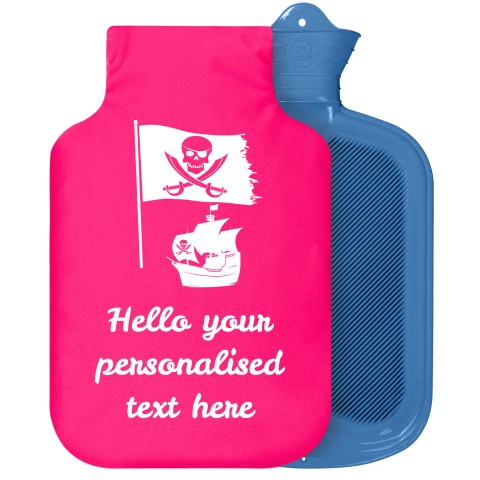 - 2 Litre Sanger Brand (Pirate Flag Icon) - Fuchsia Pink Soft Velvet Polyester Fabric Removable Cover (Personalised with Text)
