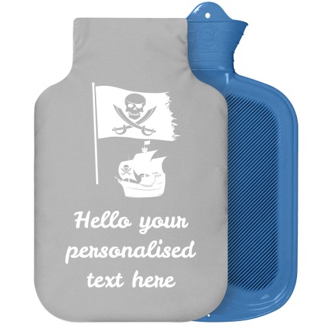 - 2 Litre Sanger Brand (Pirate Flag Icon) (Grey) Soft Velvet Polyester Fabric Removable Cover (Personalised with Text)