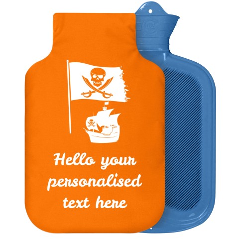 - 2 Litre Sanger Brand (Pirate Flag Icon) - Orange Soft Velvet Polyester Fabric Removable Cover (Personalised with Text)