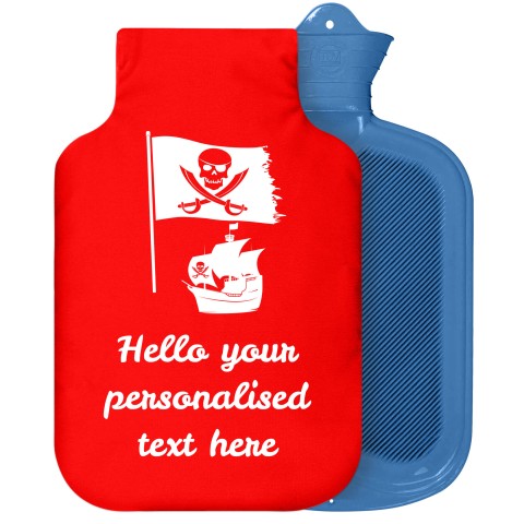 - 2 Litre Sanger Brand (Pirate Flag Icon) - Red Soft Velvet Polyester Fabric Removable Cover (Personalised with Text)