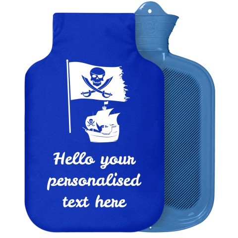 - 2 Litre Sanger Brand (Pirate Flag Icon) - Royal Blue Soft Velvet Polyester Fabric Removable Cover (Personalised with Text)