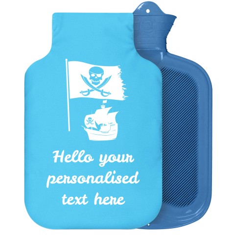 - 2 Litre Sanger Brand (Pirate Flag Icon) - Sky Blue Soft Velvet Polyester Fabric Removable Cover (Personalised with Text)