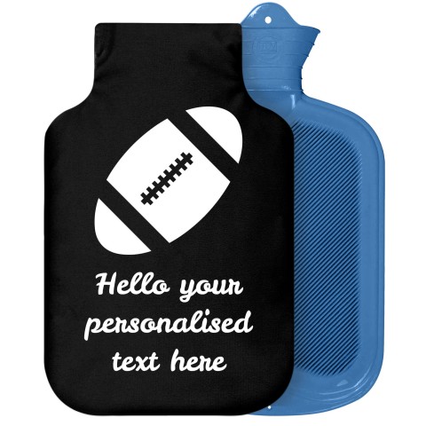 - 2 Litre Sanger Brand (Rugby Icon) - Black Soft Velvet Polyester Fabric Removable Cover (Personalised with Text)