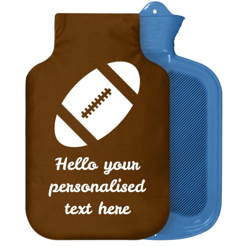 - 2 Litre Sanger Brand (Rugby Icon) Brown Soft Velvet Polyester Fabric Removable Cover (Personalised with Text)