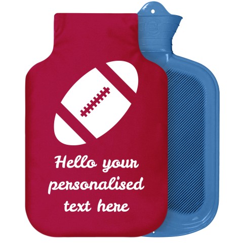 - 2 Litre Sanger Brand (Rugby Icon) Burgundy Soft Velvet Polyester Fabric Removable Cover (Personalised with Text)