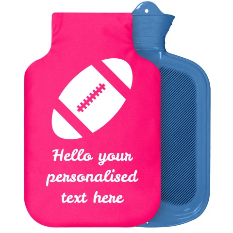 - 2 Litre Sanger Brand (Rugby Icon) - Fuchsia Pink Soft Velvet Polyester Fabric Removable Cover (Personalised with Text)