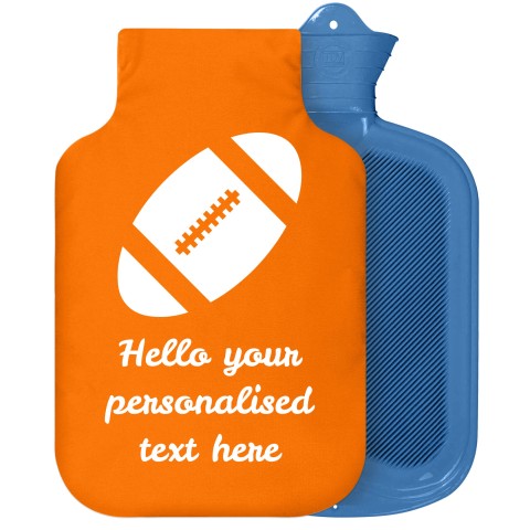 - 2 Litre Sanger Brand (Rugby Icon) - Orange Soft Velvet Polyester Fabric Removable Cover (Personalised with Text)