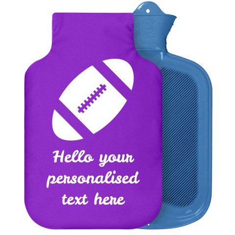 - 2 Litre Sanger Brand (Rugby Icon) - Purple Soft Velvet Polyester Fabric Removable Cover (Personalised with Text)
