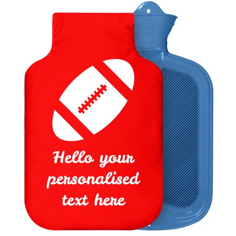 - 2 Litre Sanger Brand (Rugby Icon) - Red Soft Velvet Polyester Fabric Removable Cover (Personalised with Text)