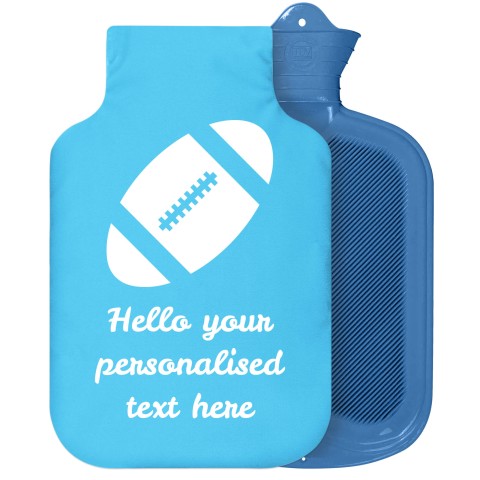 - 2 Litre Sanger Brand (Rugby Icon) - Sky Blue Soft Velvet Polyester Fabric Removable Cover (Personalised with Text)