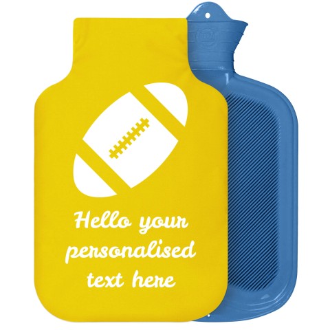 - 2 Litre Sanger Brand (Rugby Icon) - Yellow Soft Velvet Polyester Fabric Removable Cover (Personalised with Text)