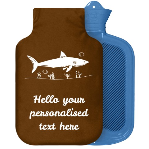 - 2 Litre Sanger Brand (Shark Icon) Brown Soft Velvet Polyester Fabric Removable Cover (Personalised with Text)